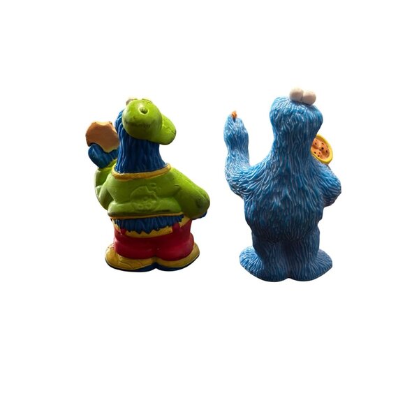 Vintage Cookie Monster Figurines Set Of 2 Sesame Street Collectibles Blue Plasti - Picture 4 of 4